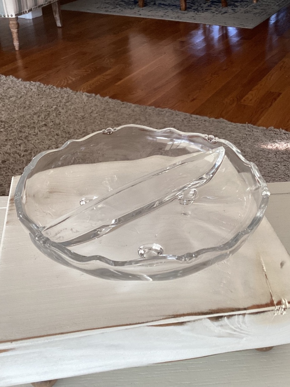 Vintage Heisey “Waverly” Footed Divided Relish Dish